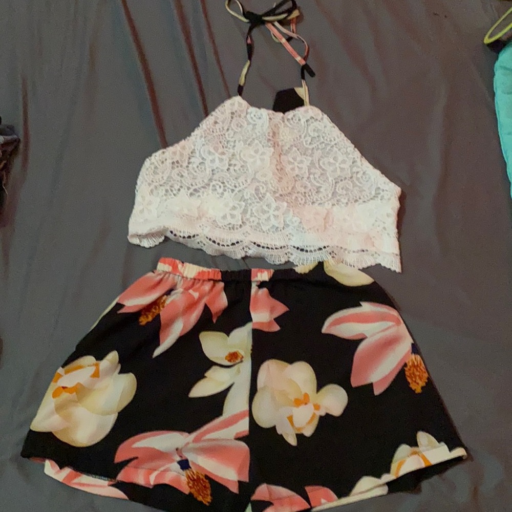 Matching shorts with crop top set!